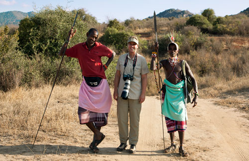Joni with Samburu in Africa